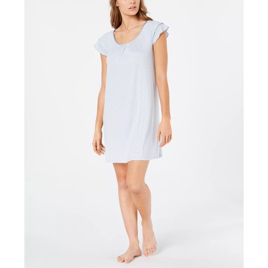 Womens Flutter Sleeve Knit Nightgown, Delicate Geo, 3XL