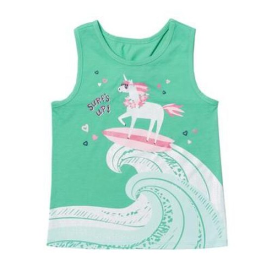  Toddler Girls Graphic Tank Top With Unicorn, Green, 2T