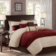  7 Piece Dakota Pieced and Pleated Microsuede Comforter Set, Red/Tan, King