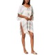  Textured Woven Stripe Cover-Up (White)