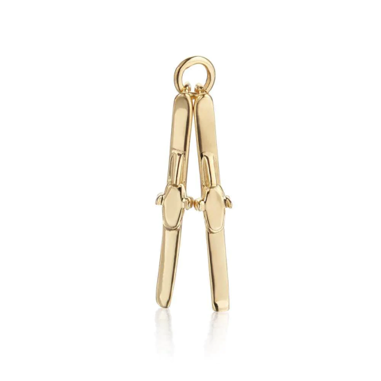  Skis Charm, Gold plated 925 silver