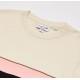  Men’s Short Sleeve Colorblock Rubber Wording T-Shirt, Naturel Clair/Abysm-Bagatelle Pink, X-Large