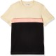  Men’s Short Sleeve Colorblock Rubber Wording T-Shirt, Naturel Clair/Abysm-Bagatelle Pink, X-Large