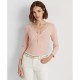  Womens Lace-Trim Henley Top, Pale Pink, Small