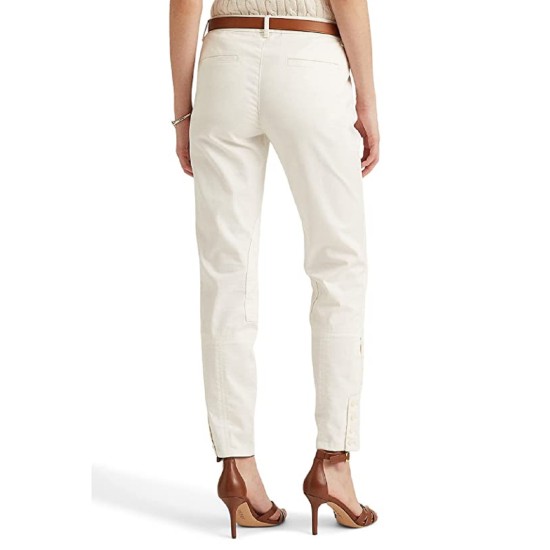  Womens Petite Stretch Chino Ankle Pants, White, 12P