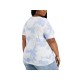  Womens Plus Tie-Dye Casual Graphic T-Shirt, Blue, 3X