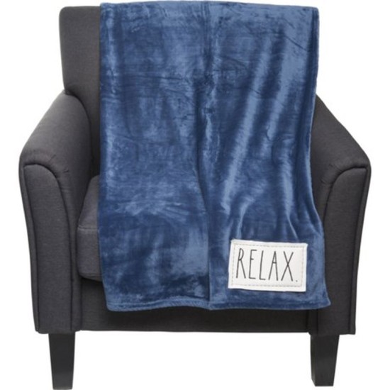   Embroidered Throw Blanket – 50×60, Blue