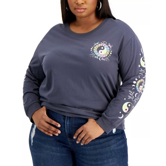  Womens Trendy Plus Size Graphic Top, Charcoal, 3X