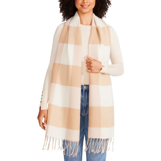  Buffalo Check Blanket Scarf with Fringe Detail