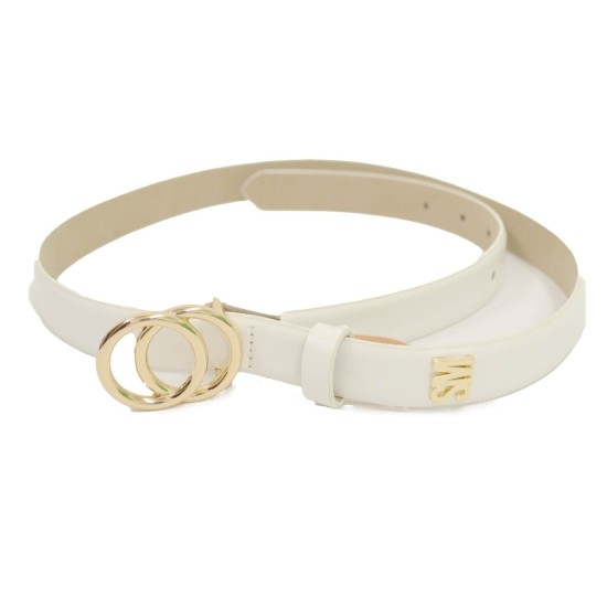  Multi Double-Ring Buckle Keeper Belt, Large, White