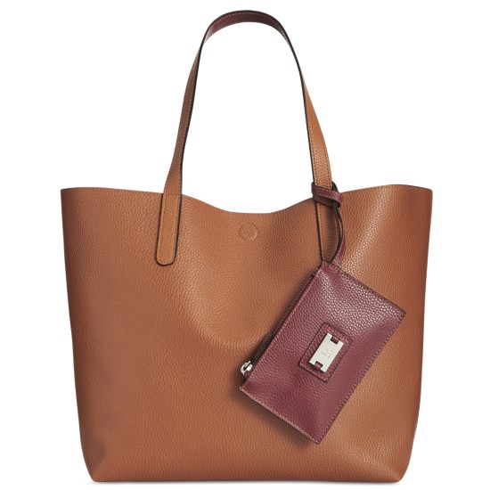 Style & Co. Clean Cut Reversible Tote with Wristlet, Tan, Large