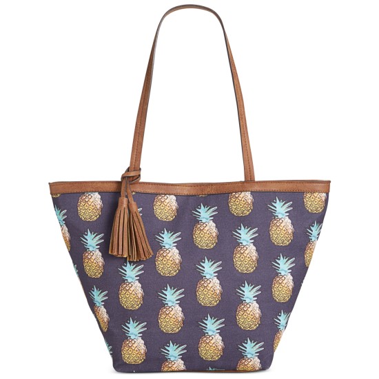 Style & Co Printed Blue Pineapple Tote Bag