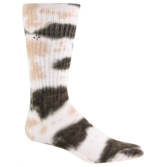  Men’s Novelty Crew Socks, Olive Tie Dye