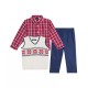  Boys Snowflake 3 Piece Sweater Set, Natural, Red and Navy, 7 Regular