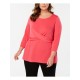  Womens Plus Stretch Crossover Wrap Top Pink 1X