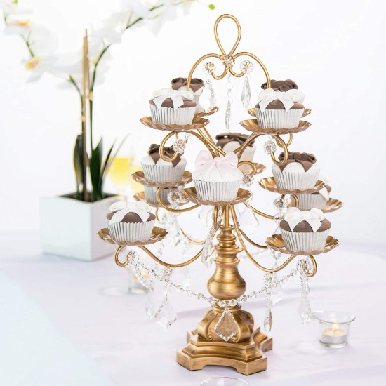 Amalfi Madeleine Crystal-Draped Cupcake Stand – 12 Piece