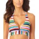  Women’s Standard Halter Bikini Swim Top, Painted Sky Stripe, Medium