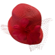  Cloche W/feather And Net, Red