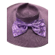  Pearl Big Bow Widebrim Hat, Purple
