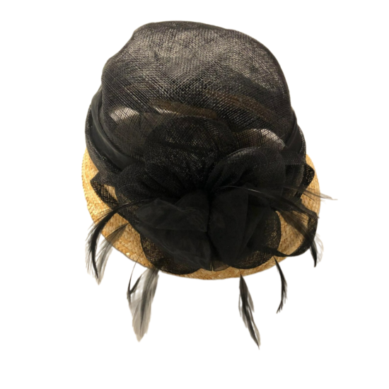  Wheat Straw Border Hat, Black