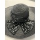 , Wide Brim Elegant Bow Hat, Black