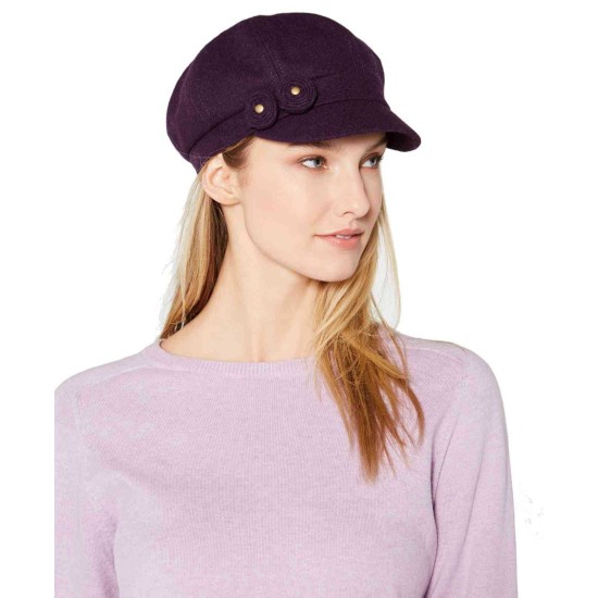  Studded Flower Cabbie Hat (Purple, One Size)