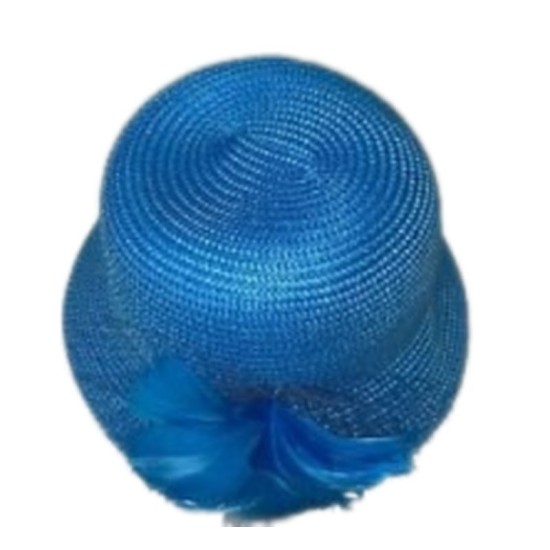August Hats Feather Flower & Netting Cloche, Blue