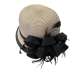 s Hibiscus Cloche Hat, One Size, Cream/Black