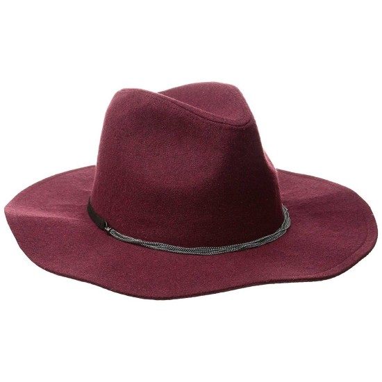  Women’s Delicate Chain Flannel Panama Hat, Wine Red, One Size