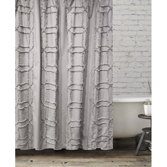 Clip Cube Tufted Shower Curtain Bedding, Grey, 72×72