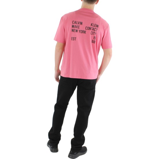  Mens Graphic Crewneck Graphic T-Shirt, Rapture Rose, Small