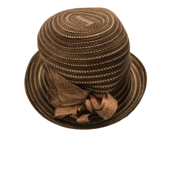  Accessories Cloche Hat with Bow Detail (One Size, Brown)