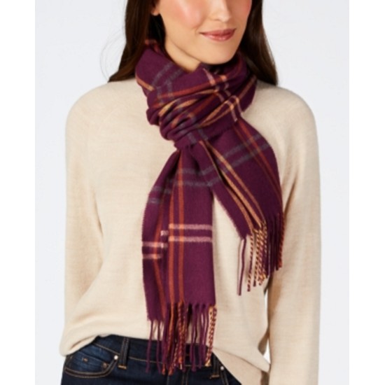  Womens Grid Pattern Plaid Woven Scarf, Violet