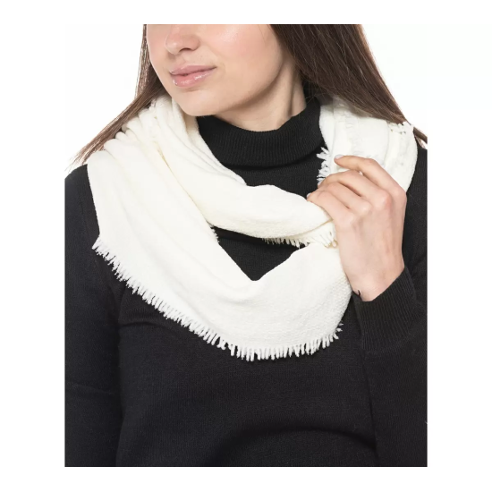  Woven Chenille Loop Scarf, White