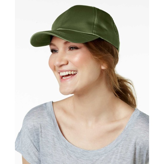  Satin Baseball Cap, Olive (Green,One Size)