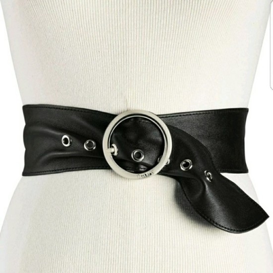  Womens Genuine Leather Sash Belt (Black, Small/Medium)