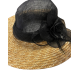 Fine Millinery by  Sinamay Wheatstraw Hat, Black/Brown