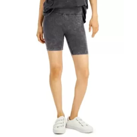  Juniors High-Rise Biker Shorts, Charcoal, Medium