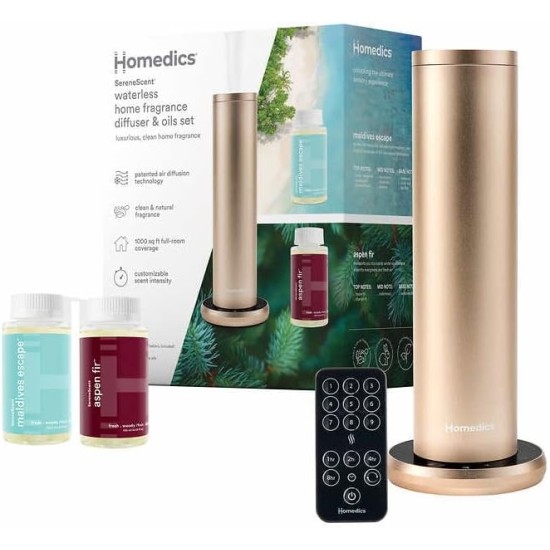 ® SereneScent™ Waterless Home Fragrance Diffuser & Oils Set, Gold