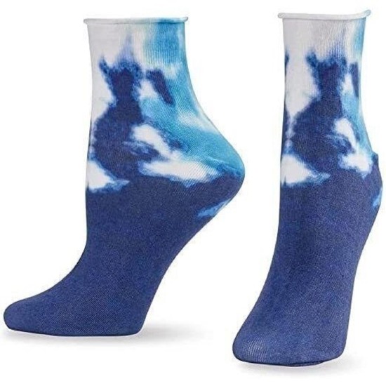  Women’s Tie-Dye-Print Socks, Navy