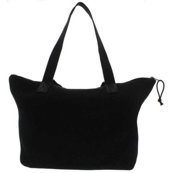  Womens Mesh Faux Trim Tote Handbag Black Large