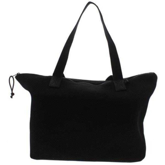  Womens Mesh Faux Trim Tote Handbag Black Large