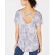  Womens Tie-Dyed Strappy-Back High-Low Hem T-Shirt, Tranquility, Medium