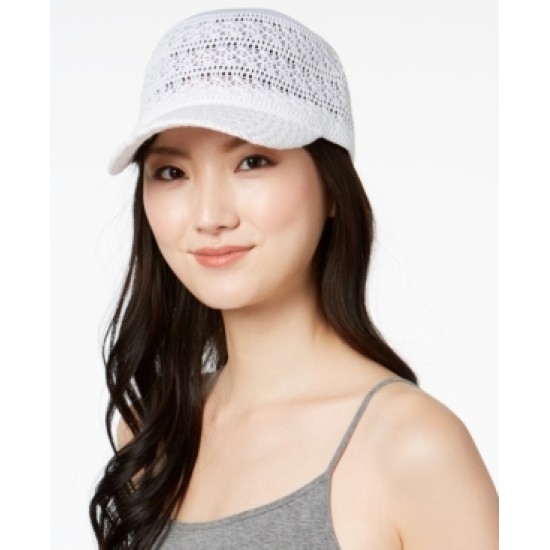  Crochet Packable Baseball Cap, White