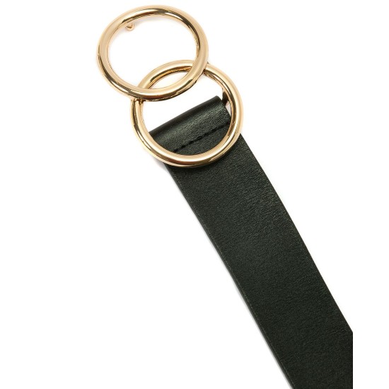  Women’s Double Circle Belt, Black/Rose Gold, Medium