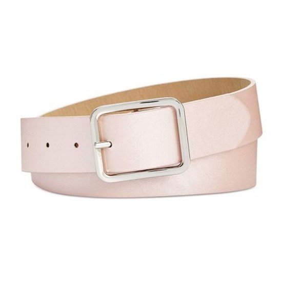 INC International Concepts Shimmer Faux Leather Casual Belt (Blush, Large)