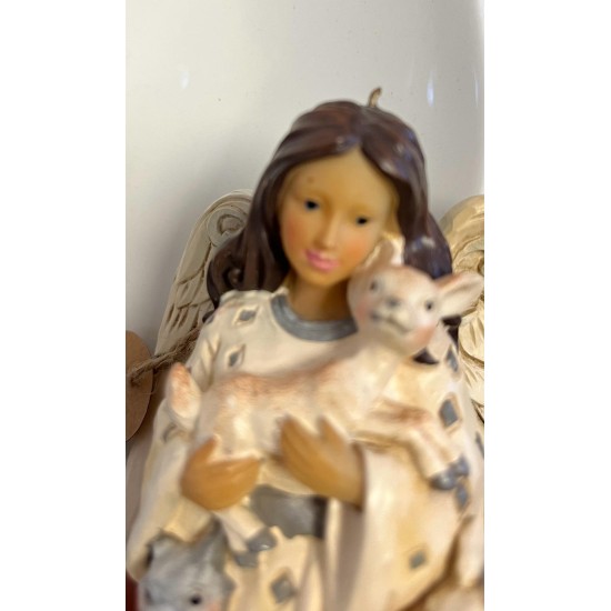  White Woodland Angel With Fawn Figurine