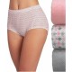 Womens Elance Breathe 3-Pack 100% Cotton Brief Panties, Silver Fox/Spotty Dot/White , 9