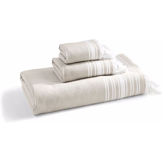 Kassatex Fouta Towels, Almond Brown, Bath Towel (30x55)