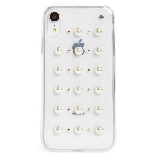 Imitation Pearl Stud iPhone Xs Max Case (Clear, One Size)
